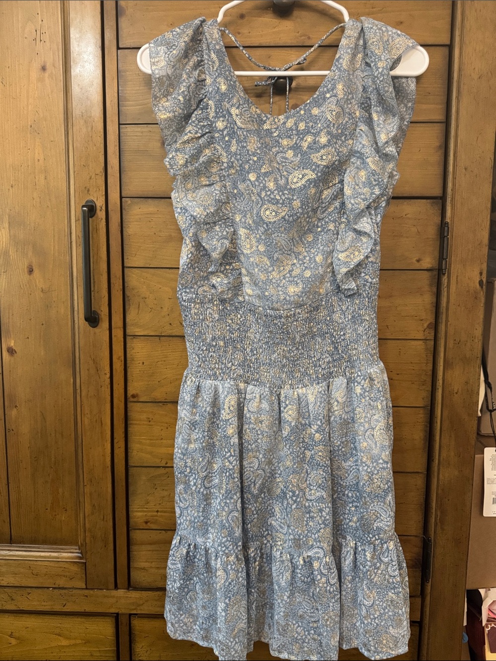 Michael Kors Light Blue Paisley Ruffle Sundress
